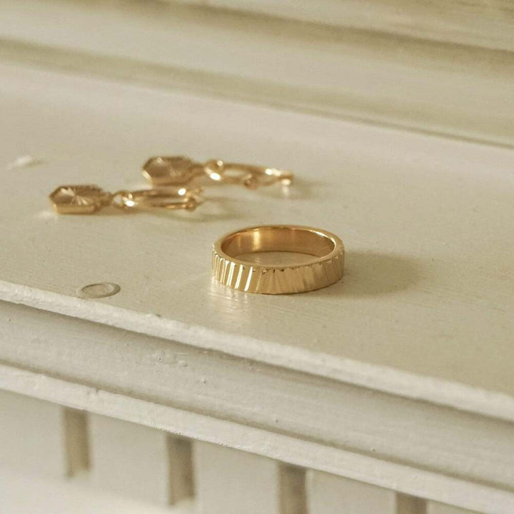 Daisy London Gold Plate Estee Lalonde Sunburst Chunky Stacking Ring Additional Image - 4
