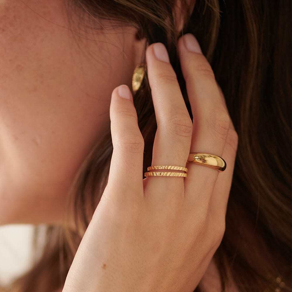 Daisy London Gold Plate Estee Lalonde Sunburst Stacking Ring Additional Image - 1