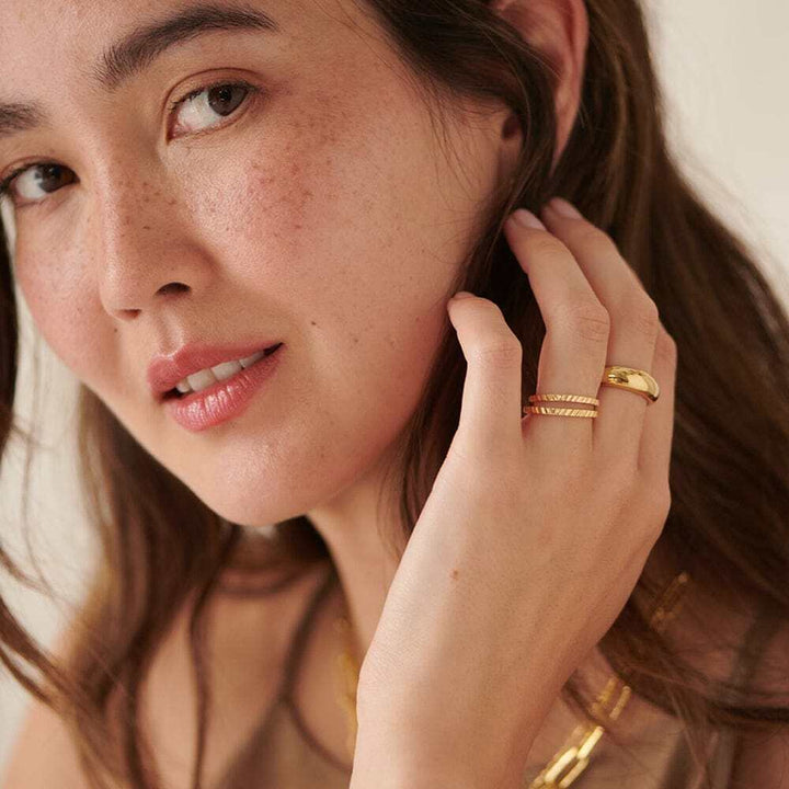 Daisy London Gold Plate Estee Lalonde Sunburst Stacking Ring Additional Image - 3