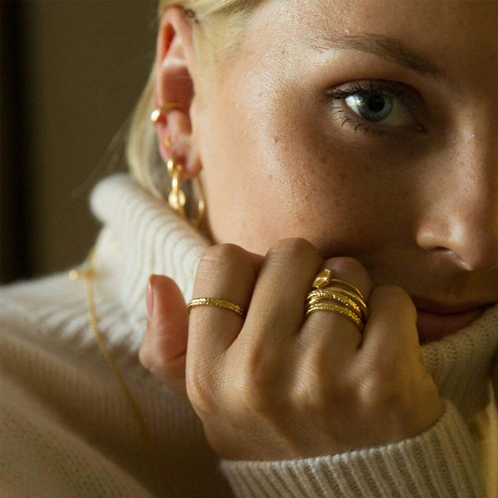 Daisy London Gold Plate Estee Lalonde Thea Stacking Ring Additional Image - 1