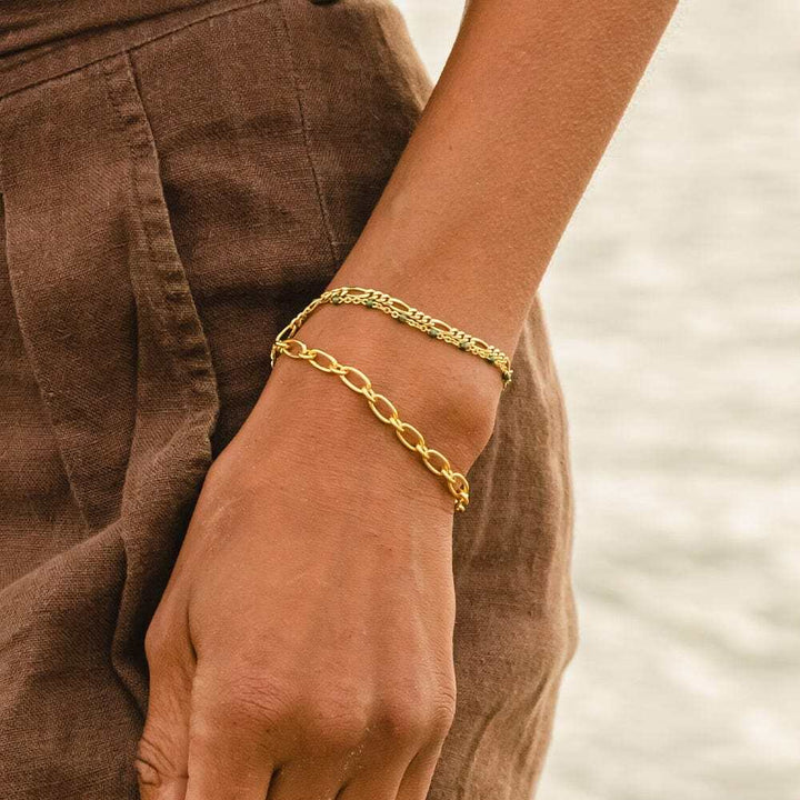 Daisy London Gold Plate Fine Figaro Chain Bracelet Additional Image - 1
