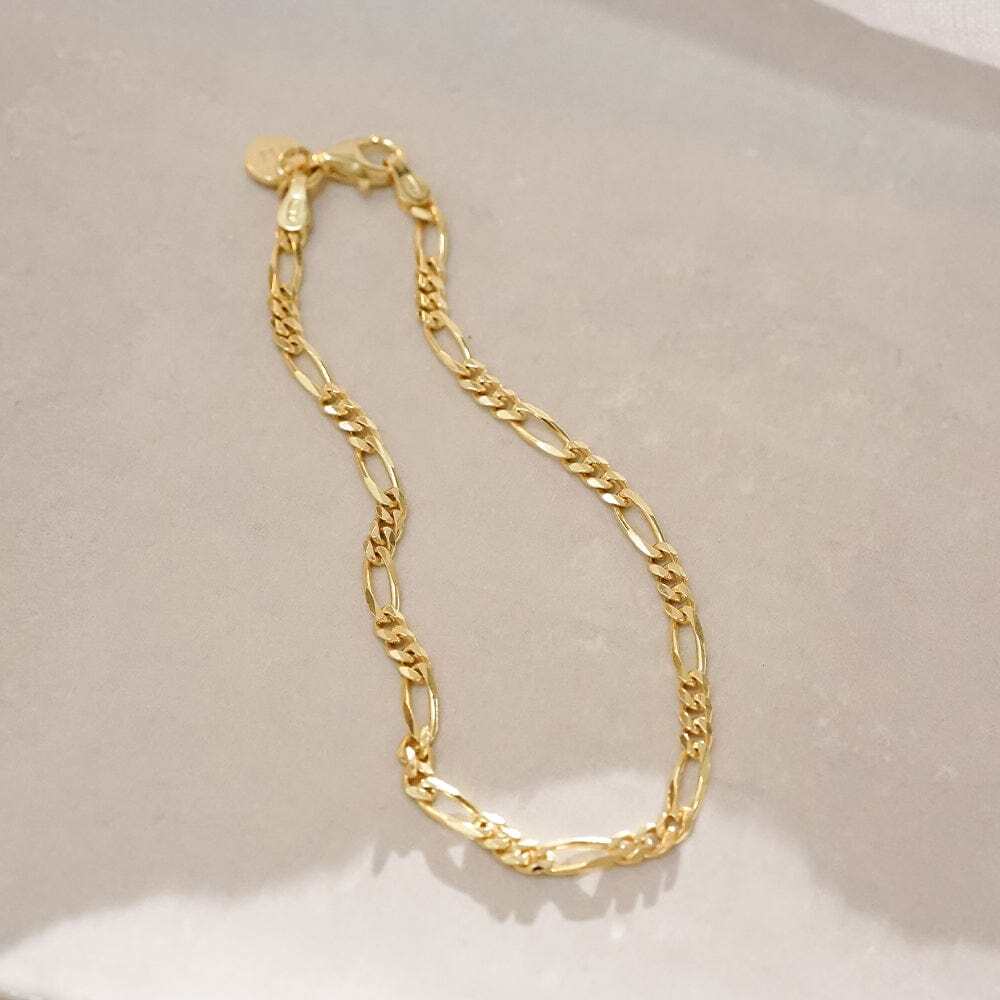 Daisy London Gold Plate Fine Figaro Chain Bracelet Additional Image - 2