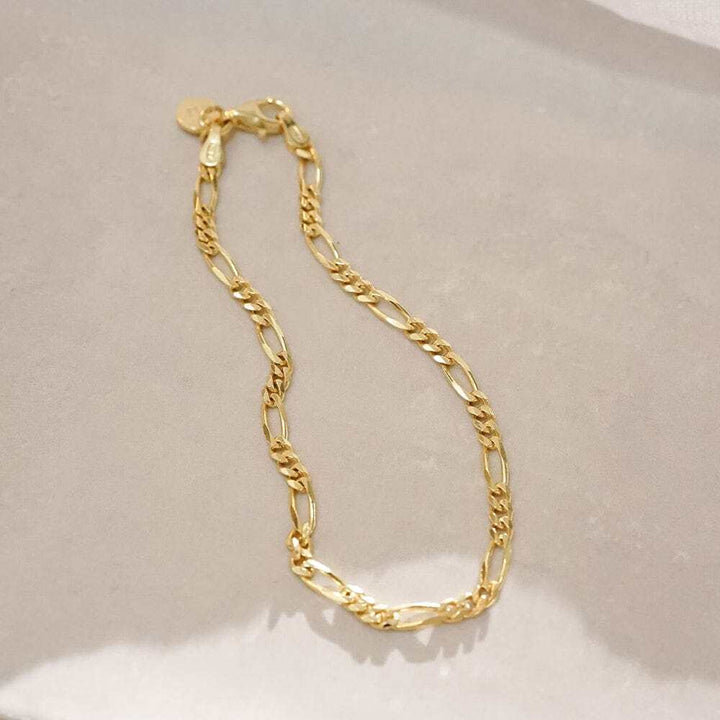 Daisy London Gold Plate Fine Figaro Chain Bracelet Additional Image - 2