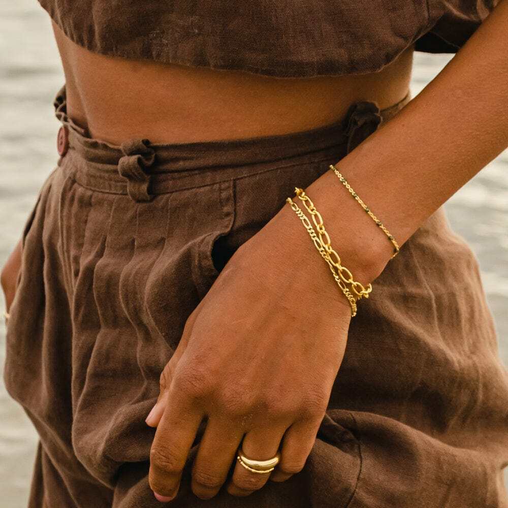 Daisy London Gold Plate Fine Figaro Chain Bracelet Additional Image - 3
