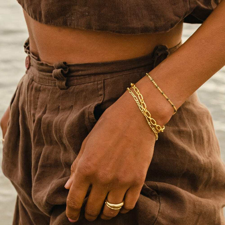 Daisy London Gold Plate Fine Figaro Chain Bracelet Additional Image - 3
