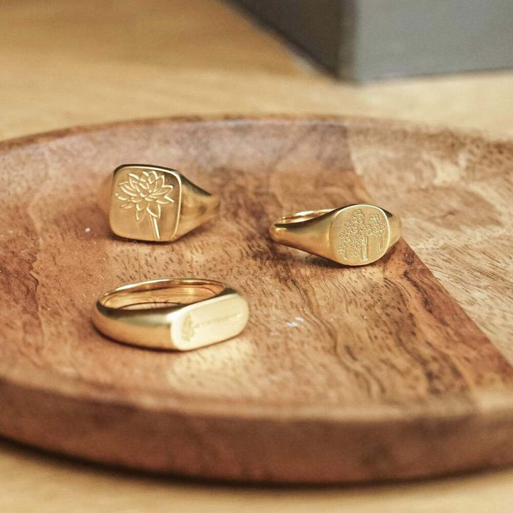Daisy London Gold Plate Forget Me Not Signet Ring Additional Image - 2