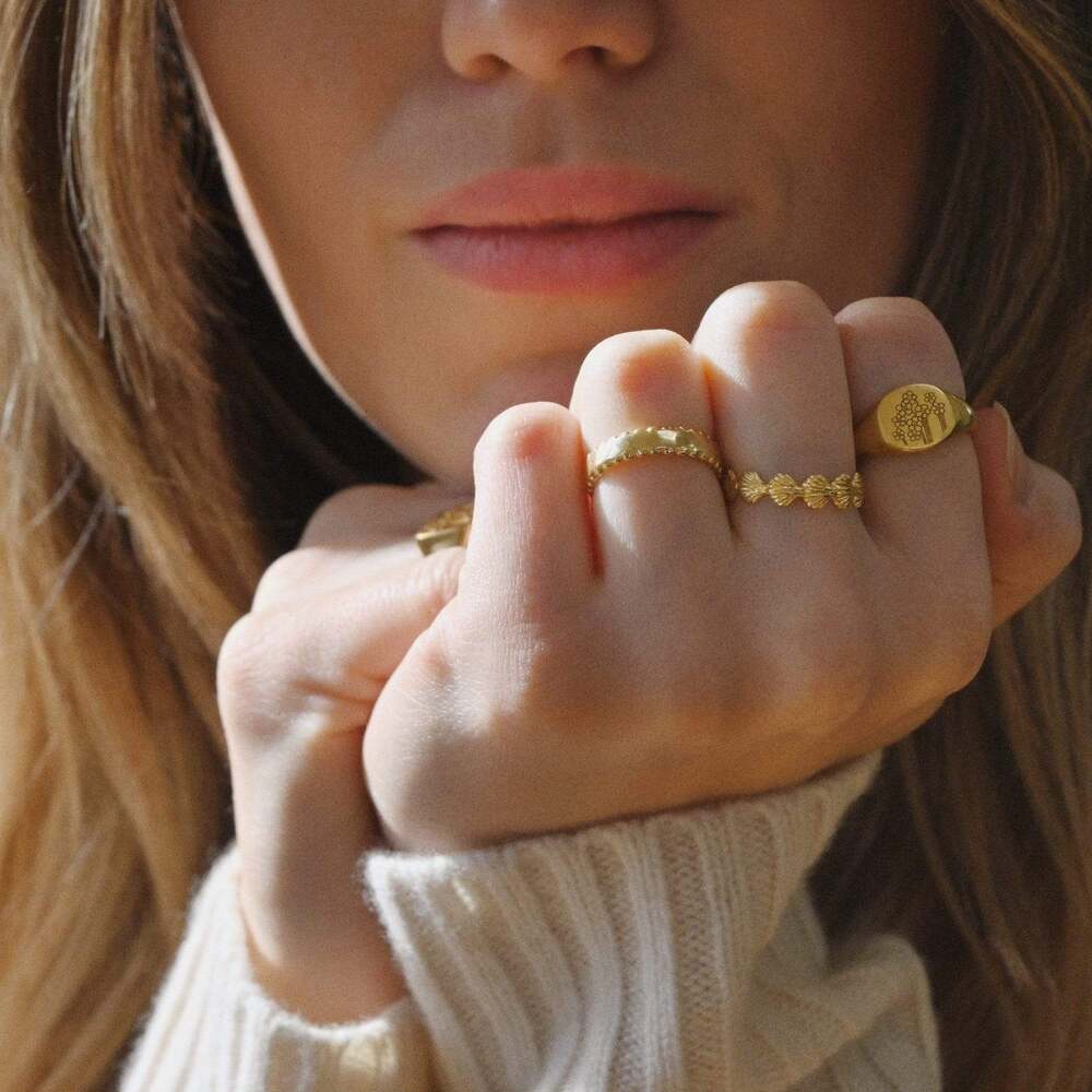 Daisy London Gold Plate Forget Me Not Signet Ring Additional Image - 3
