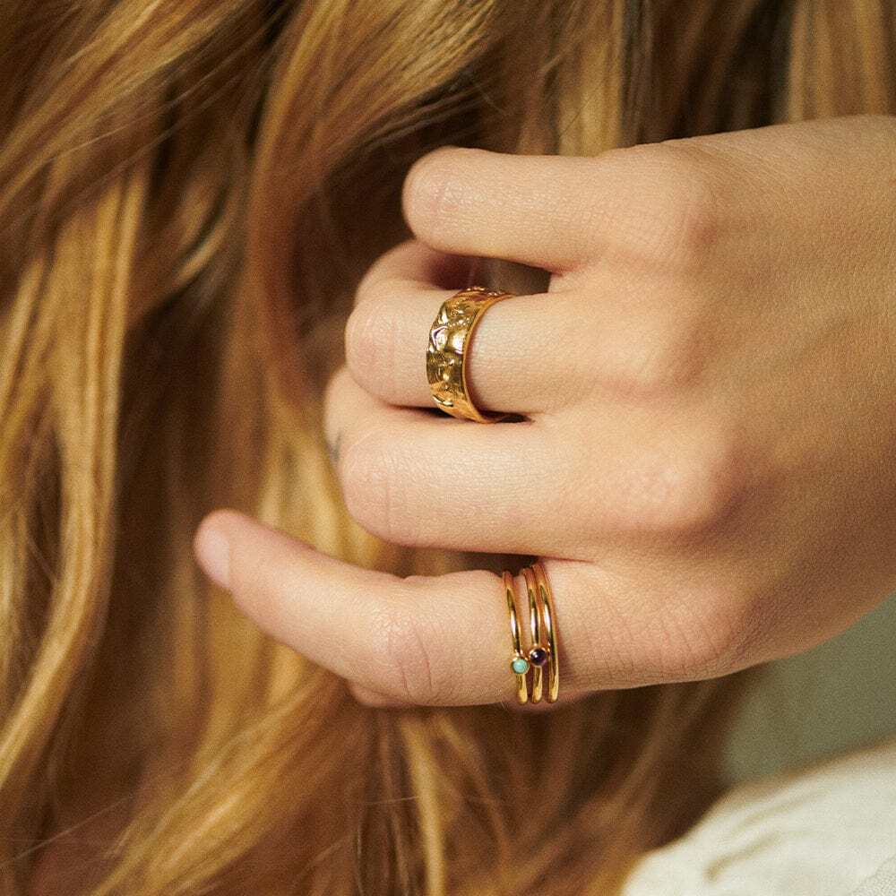 Daisy London Gold Plate Fossil Band Ring Additional Image - 1