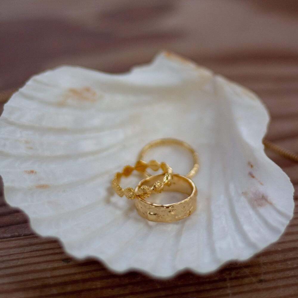 Daisy London Gold Plate Fossil Band Ring Additional Image - 2