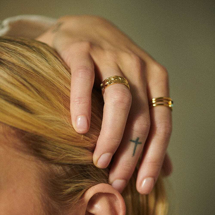 Daisy London Gold Plate Fossil Band Ring Additional Image - 3