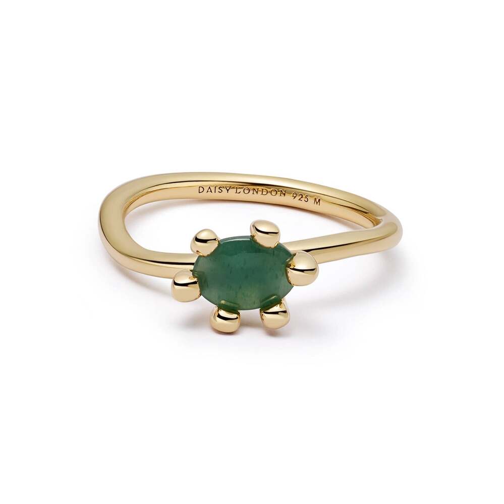 Daisy London Gold Plate Green Aventurine Claw Ring
