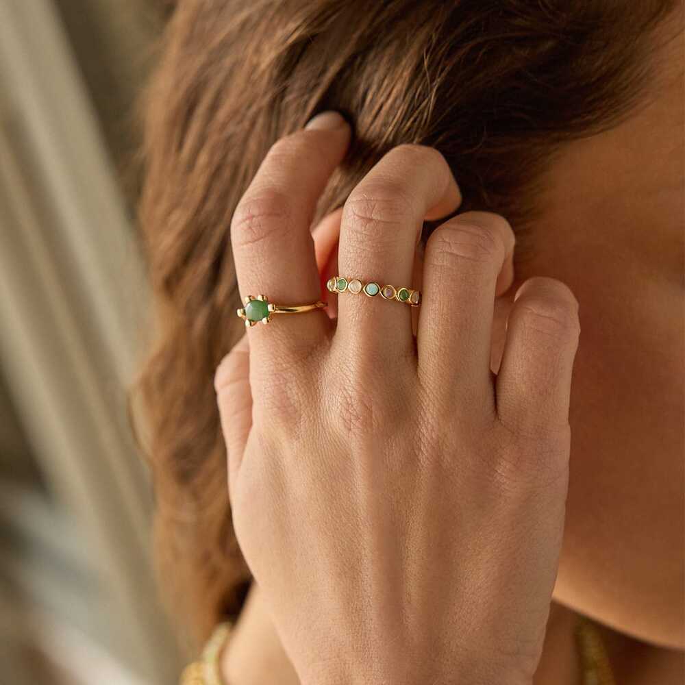 Daisy London Gold Plate Green Aventurine Claw Ring Additional Image - 1