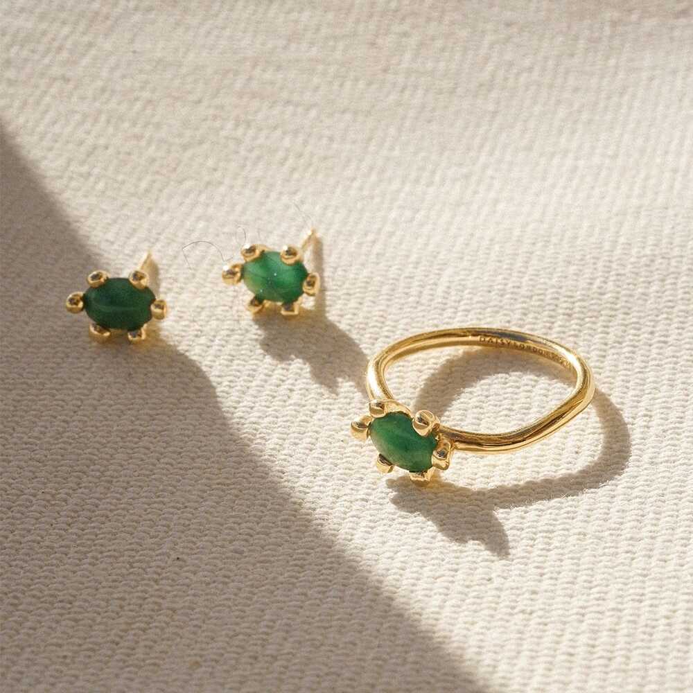 Daisy London Gold Plate Green Aventurine Claw Ring Additional Image - 2