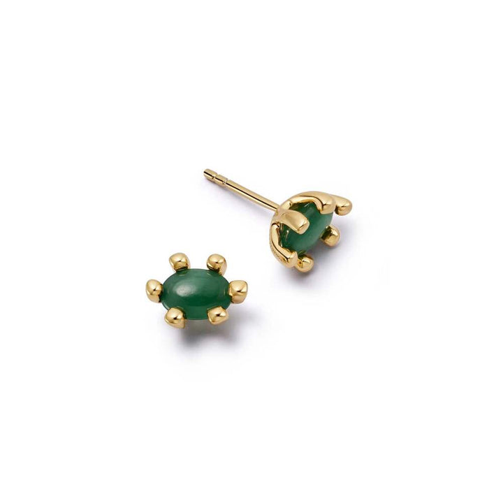 Daisy London Gold Plate Green Aventurine Claw Stud Earrings