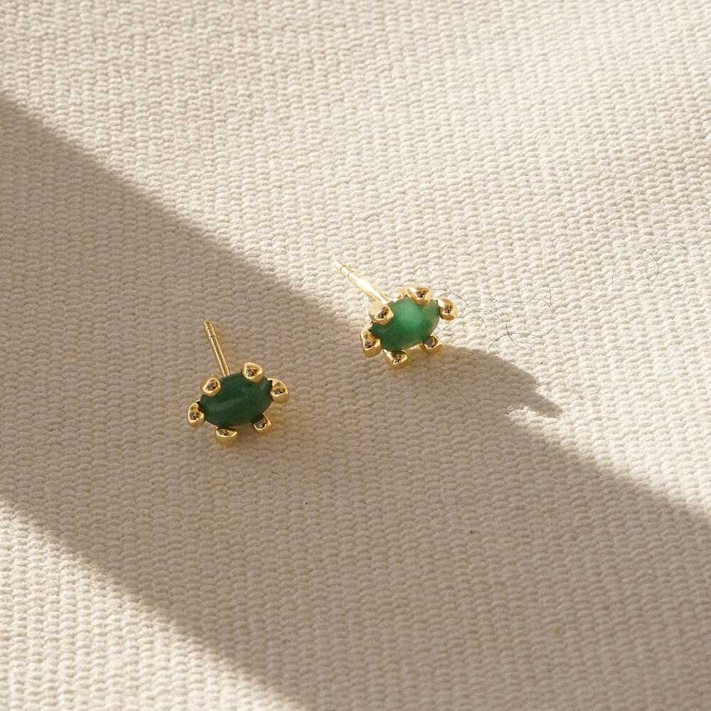 Daisy London Gold Plate Green Aventurine Claw Stud Earrings Additional Image - 2