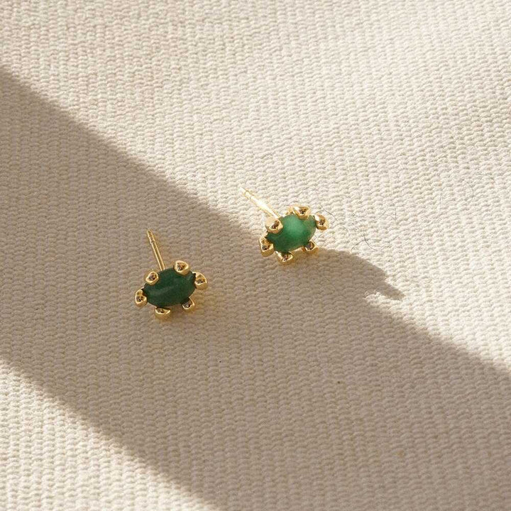 Daisy London Gold Plate Green Aventurine Claw Stud Earrings Additional Image - 2