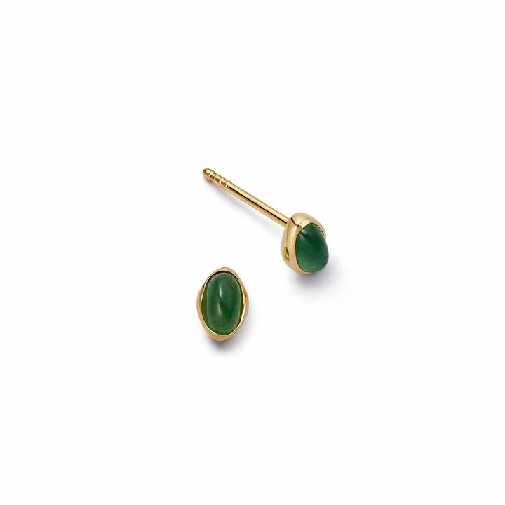 Daisy London Gold Plate Green Aventurine Oval Stud Earrings