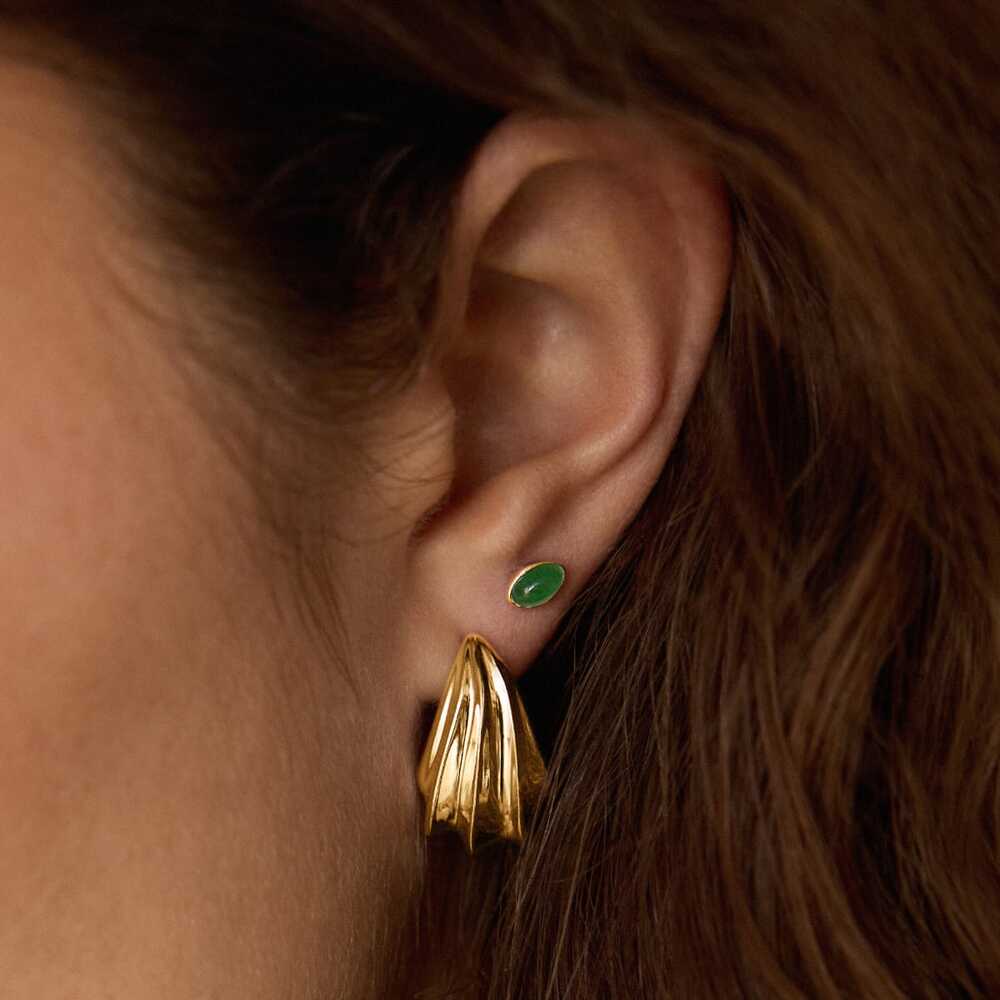 Daisy London Gold Plate Green Aventurine Oval Stud Earrings Additional Image - 1