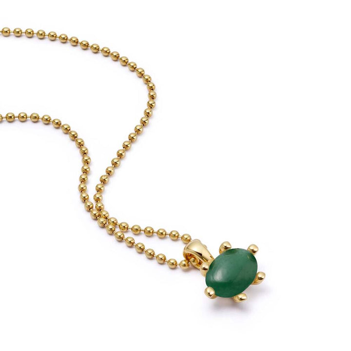Daisy London Gold Plate Green Aventurine Pendant Necklace