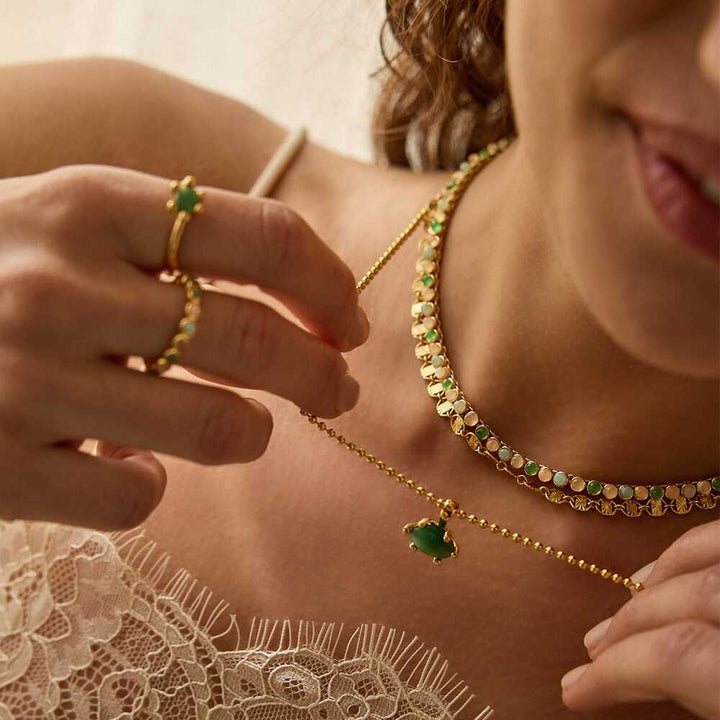 Daisy London Gold Plate Green Aventurine Pendant Necklace Additional Image - 1