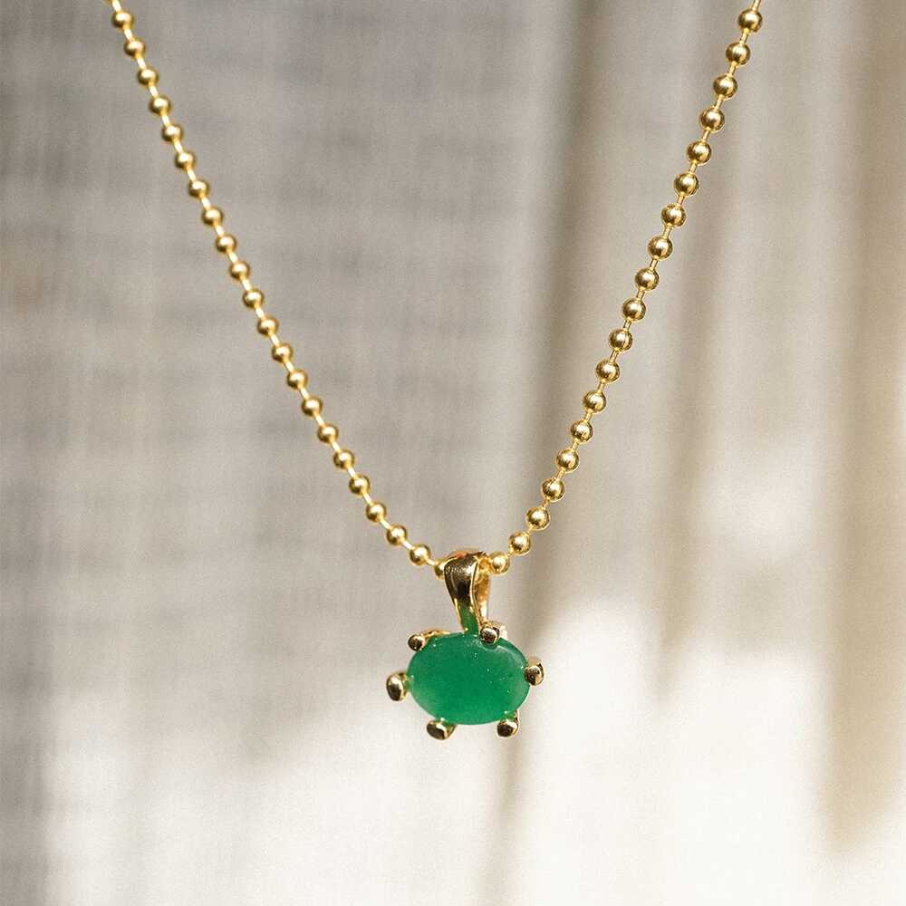 Daisy London Gold Plate Green Aventurine Pendant Necklace Additional Image - 2