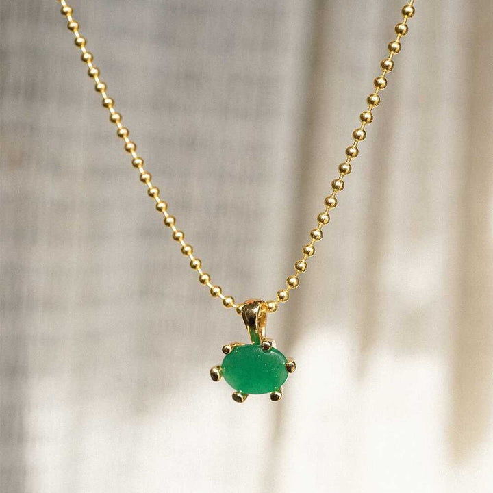 Daisy London Gold Plate Green Aventurine Pendant Necklace Additional Image - 2