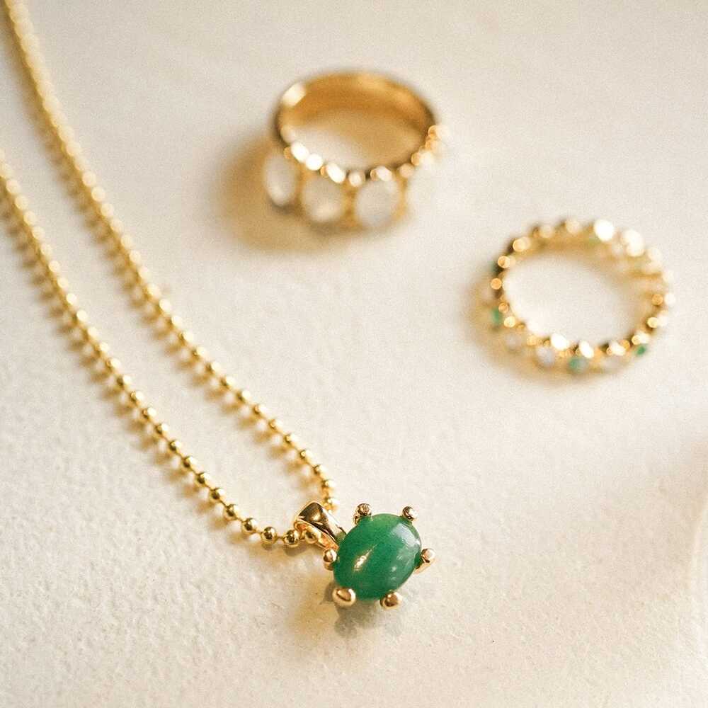 Daisy London Gold Plate Green Aventurine Pendant Necklace Additional Image - 4