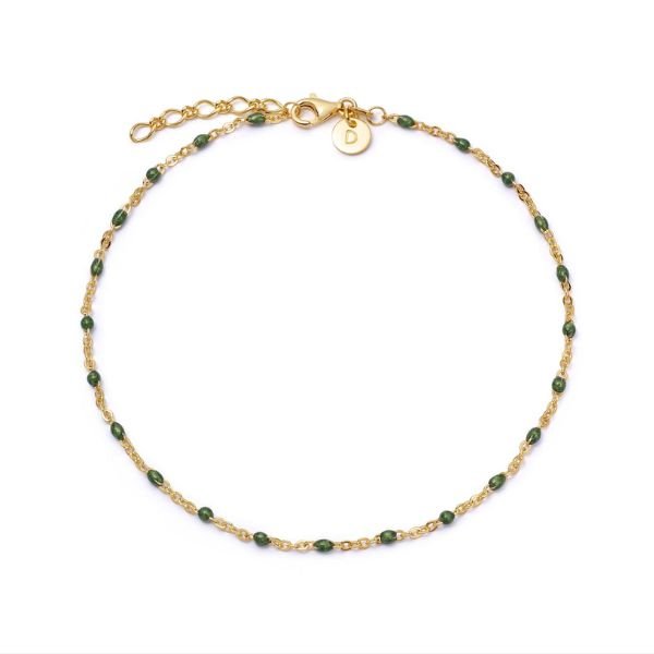 Daisy London Gold Plate Green Enamel Beaded Anklet - MococoDaisy LondonBA01_GPAnklets
