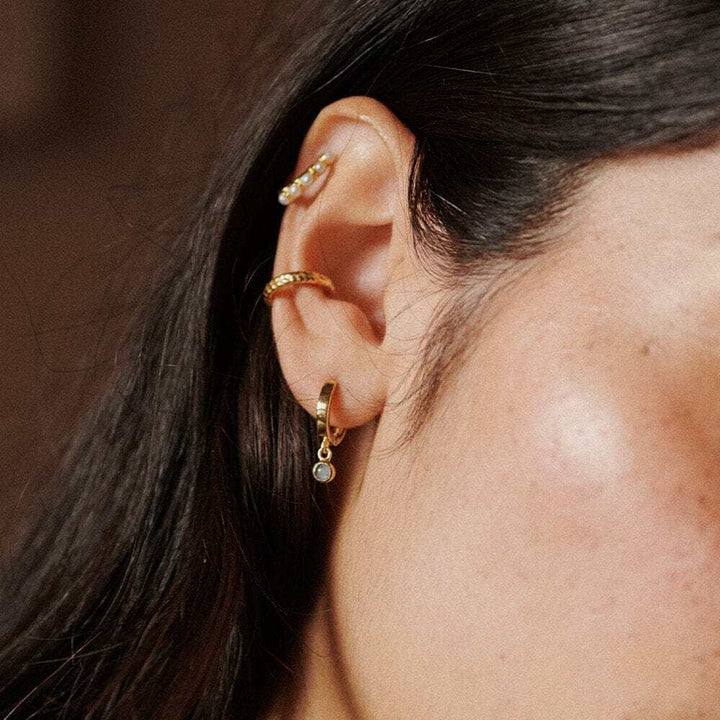 Daisy London Gold Plate Healing Huggie Hoop Earrings Additional Image - 13