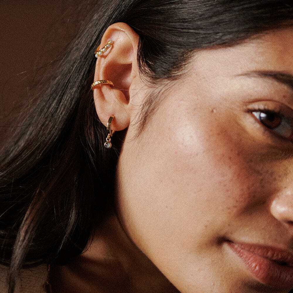 Daisy London Gold Plate Healing Huggie Hoop Earrings Additional Image - 22