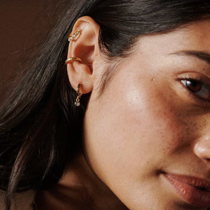 Daisy London Gold Plate Healing Huggie Hoop Earrings Additional Image - 22