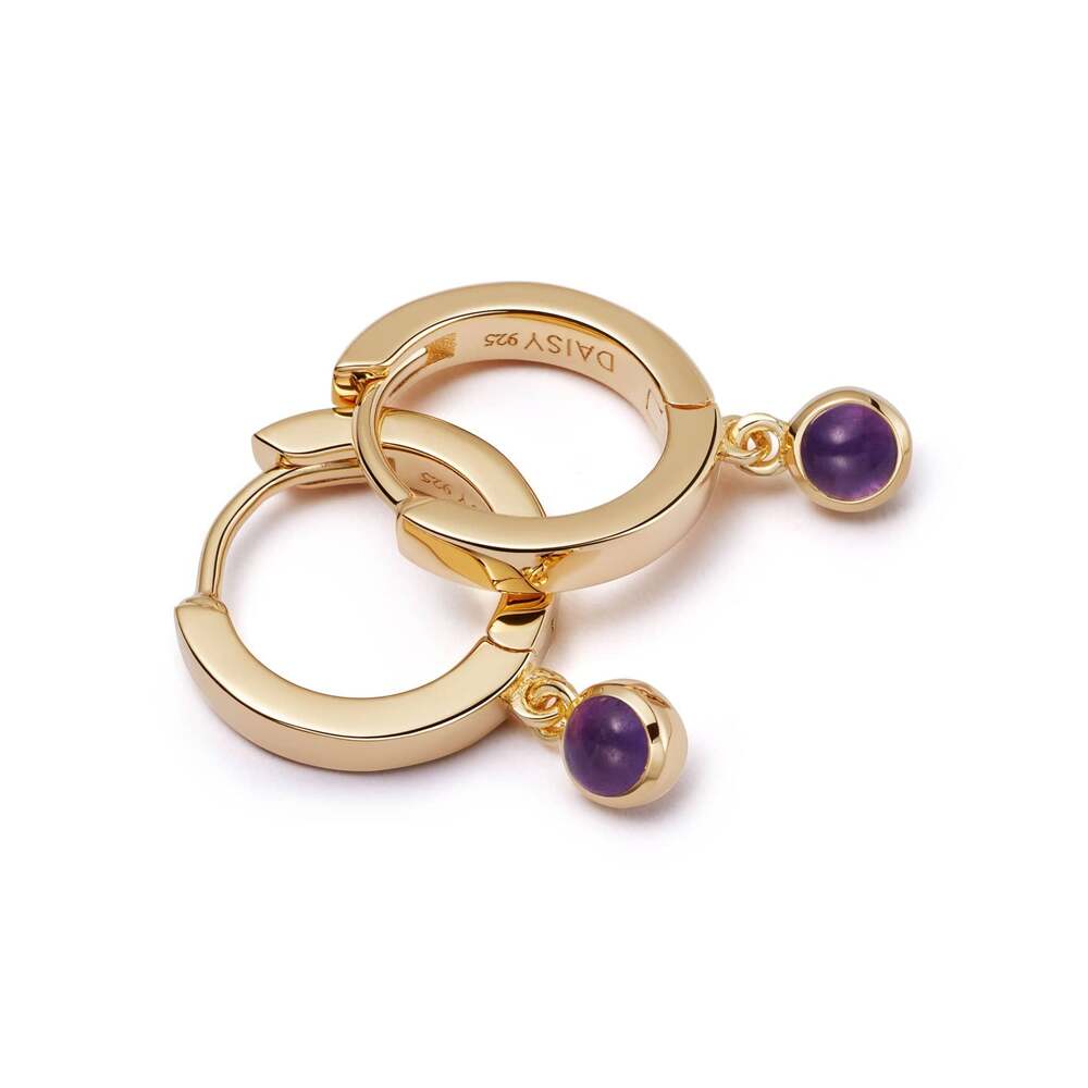 Daisy London Gold Plate Healing Huggie Hoop Earrings Additional Image - 7