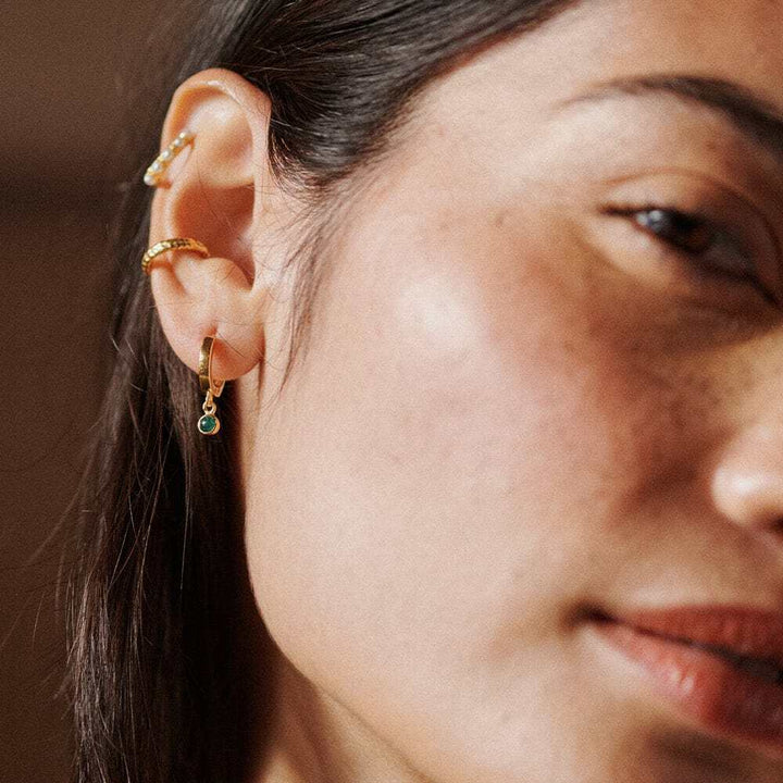 Daisy London Gold Plate Healing Huggie Hoop Earrings Additional Image - 6