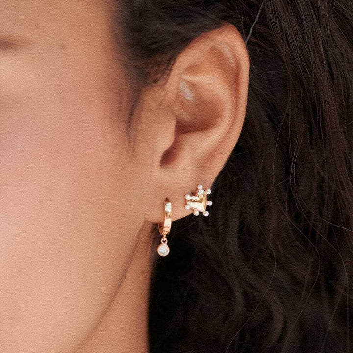 Daisy London Gold Plate Healing Huggie Hoop Earrings Additional Image - 10