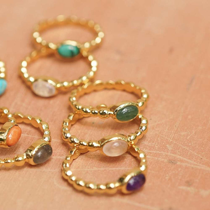 Daisy London Gold Plate Healing Stone Bobble Ring