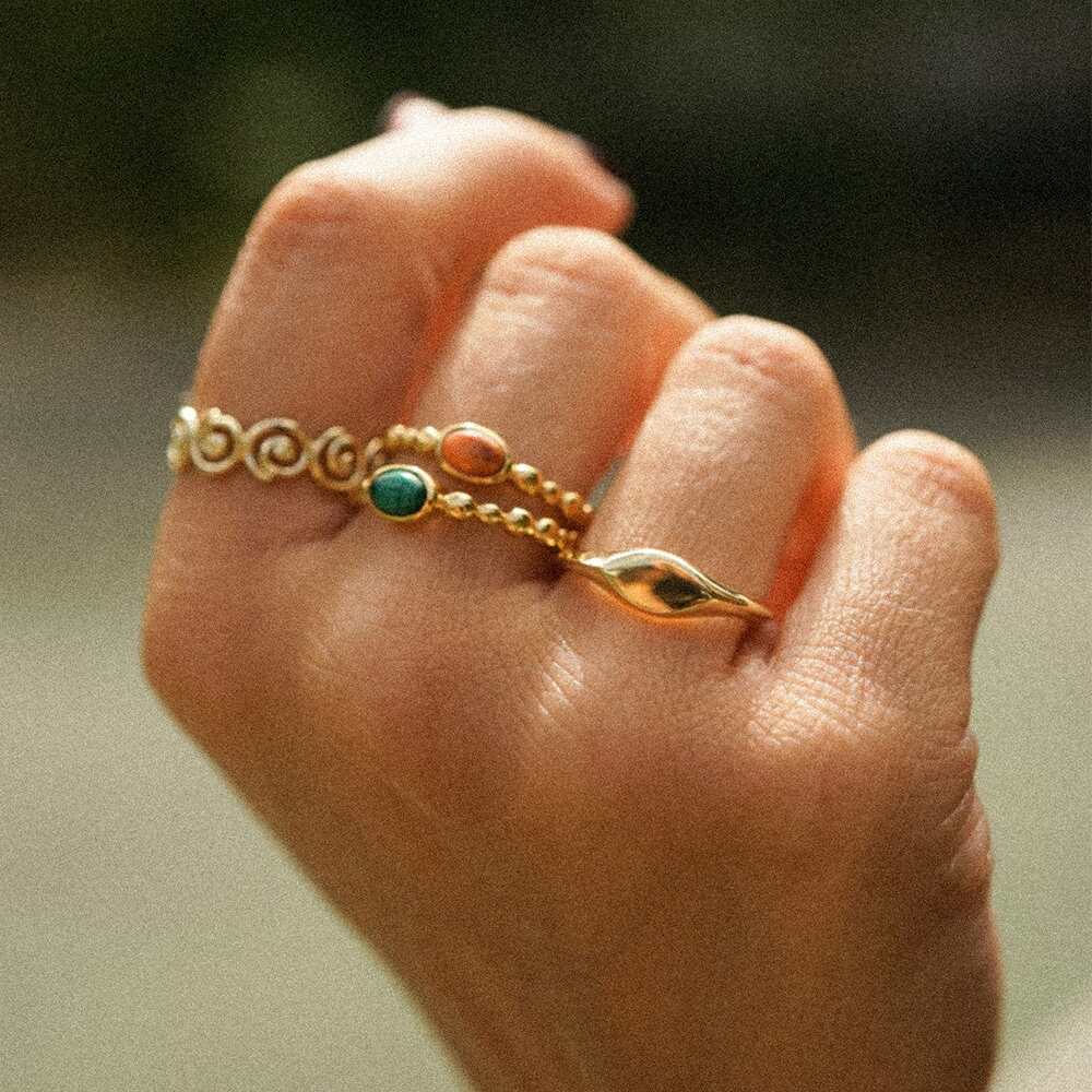 Daisy London Gold Plate Healing Stone Bobble Ring