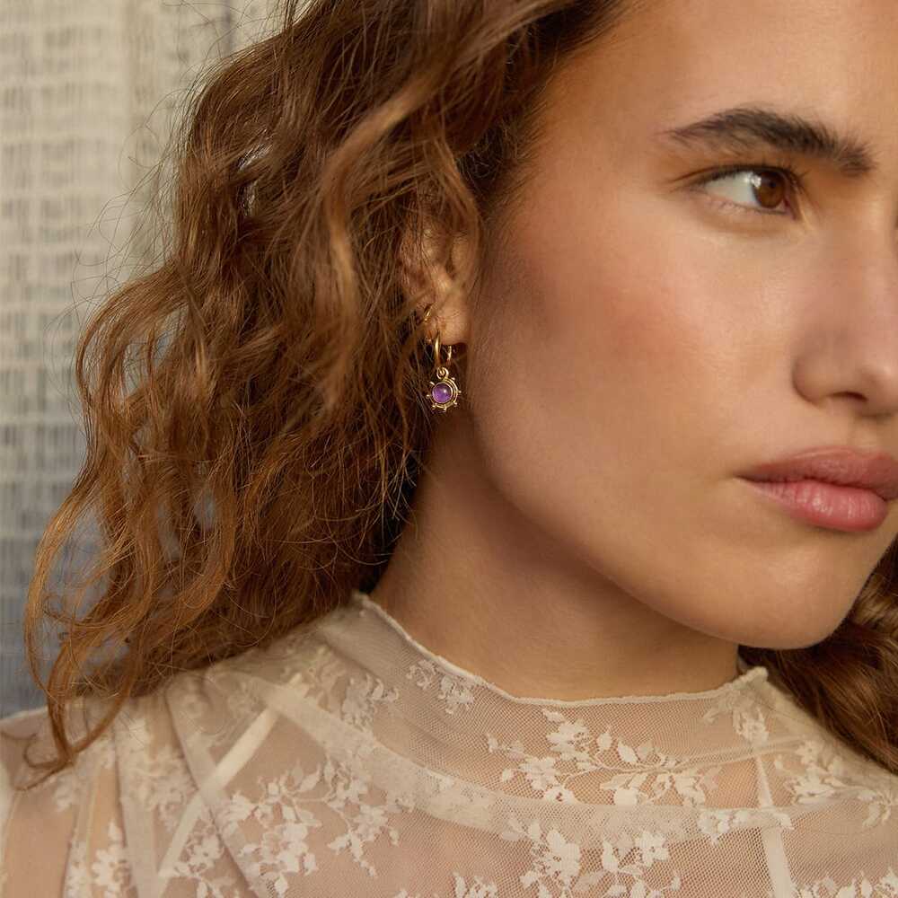 Daisy London Gold Plate Healing Stone Charm Earrings Additional Image - 10
