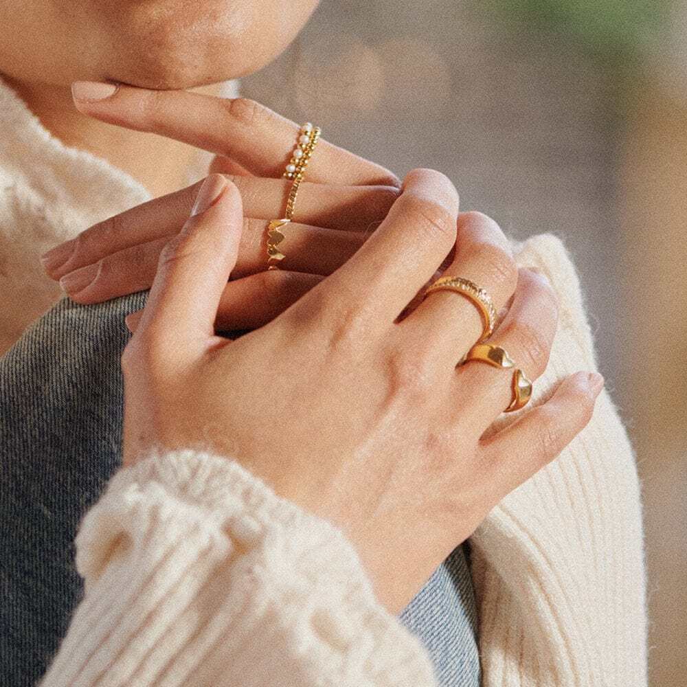 Daisy London Gold Plate Heart Signet Ring Additional Image - 1