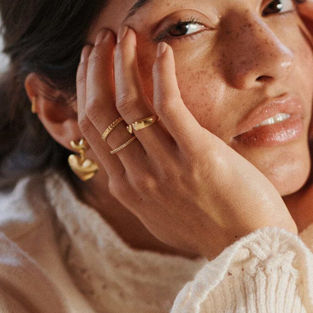 Daisy London Gold Plate Heart Signet Ring Additional Image - 3