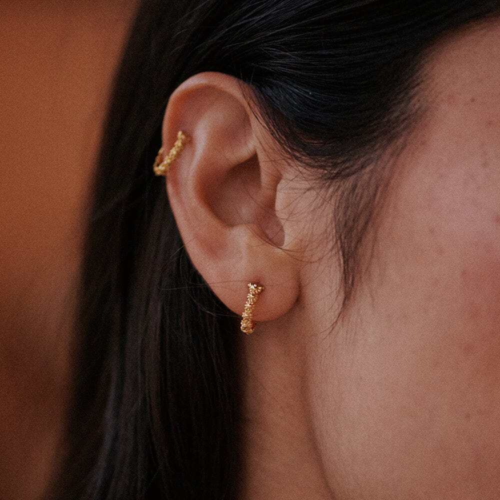 Daisy London Gold Plate Iota Daisy Hoop Earrings Additional Image - 1