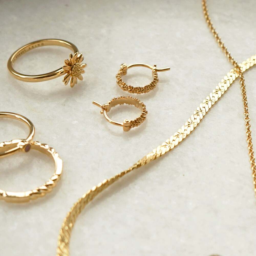 Daisy London Gold Plate Iota Daisy Hoop Earrings Additional Image - 2