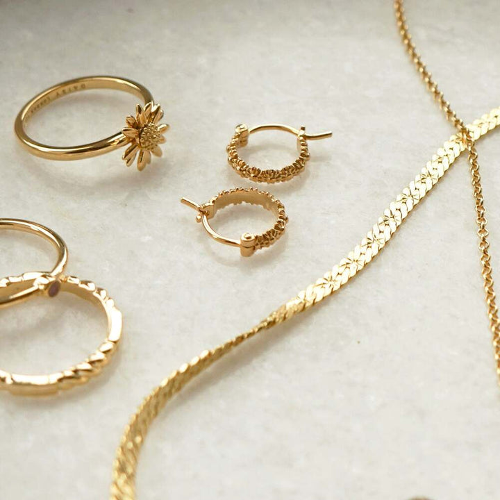 Daisy London Gold Plate Iota Daisy Hoop Earrings Additional Image - 2