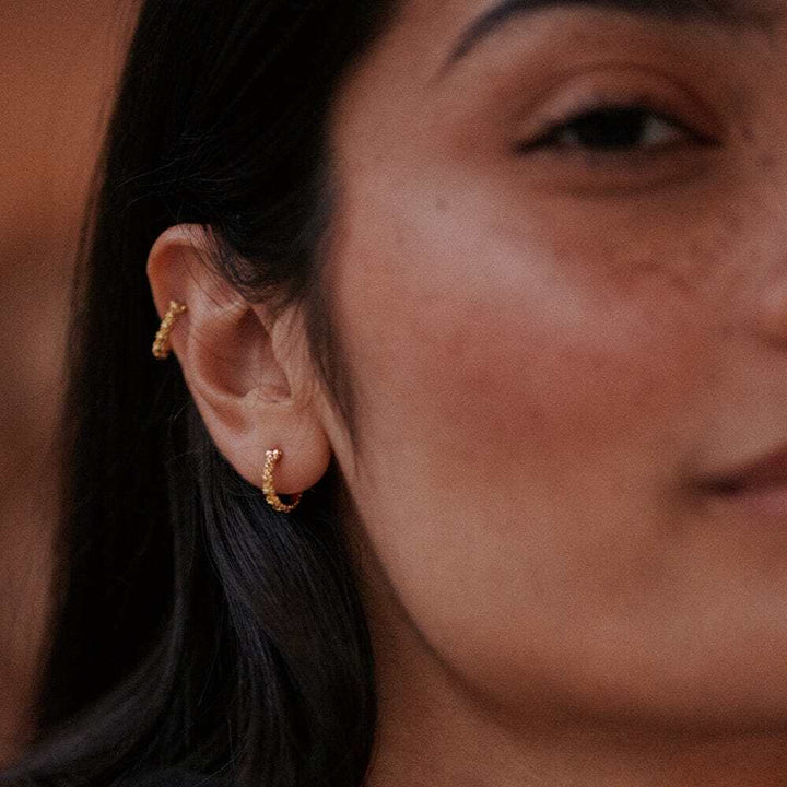 Daisy London Gold Plate Iota Daisy Hoop Earrings Additional Image - 3