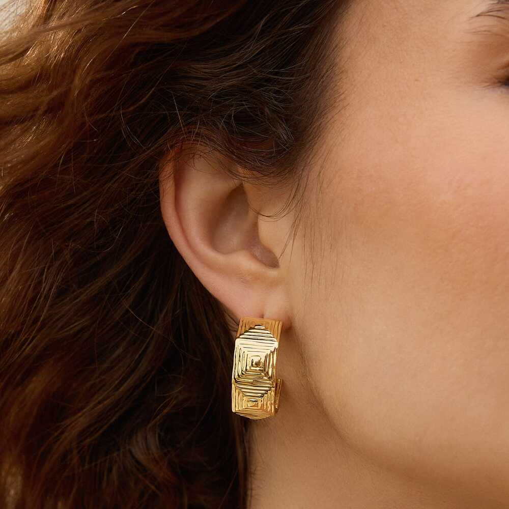 Daisy London Gold Plate Maxi Strata Hoop Earrings Additional Image - 1