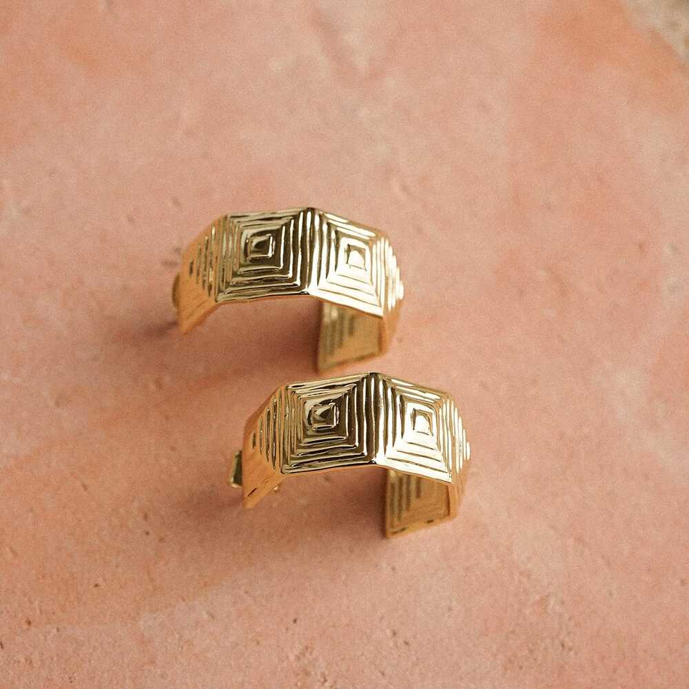 Daisy London Gold Plate Maxi Strata Hoop Earrings Additional Image - 2