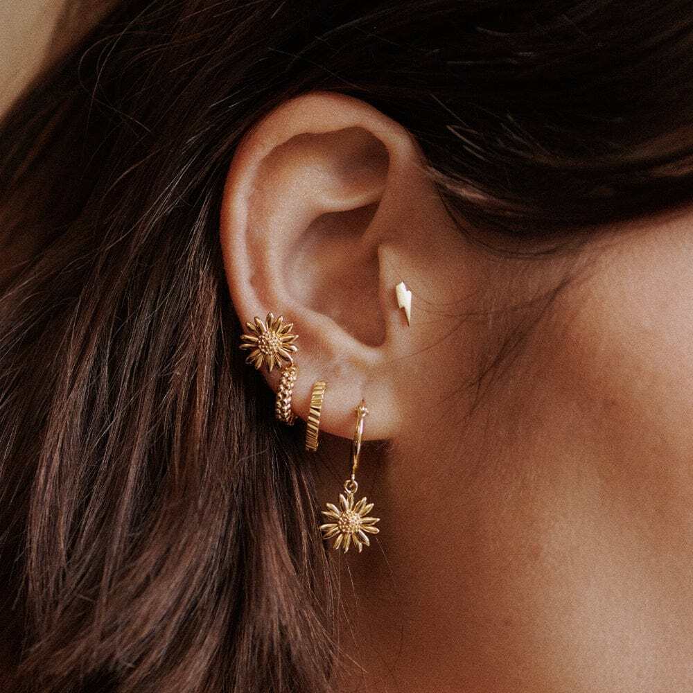 Daisy London Gold Plate Michaelmas Daisy Stud Earrings Additional Image - 1
