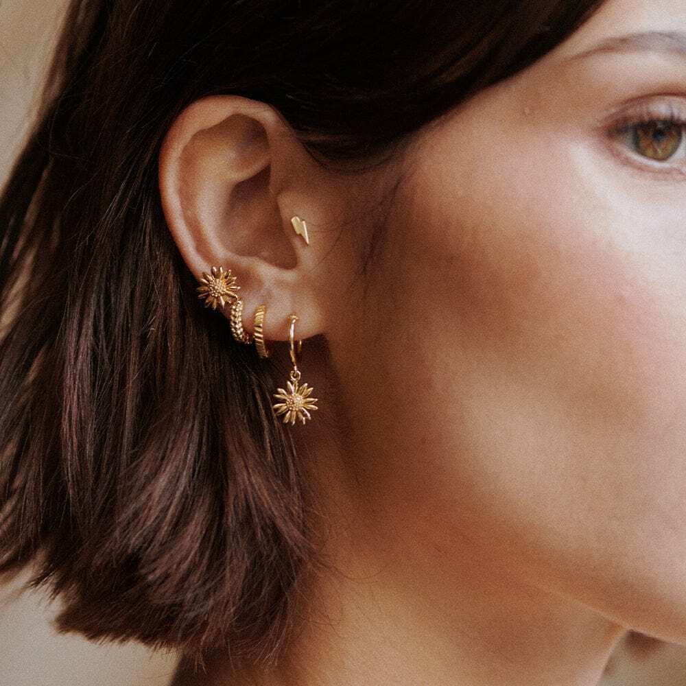 Daisy London Gold Plate Michaelmas Daisy Stud Earrings Additional Image - 2