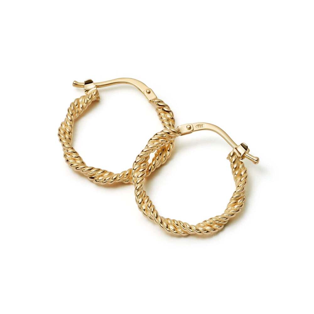 Daisy London Gold Plate Midi Rope Twist Hoop Earrings