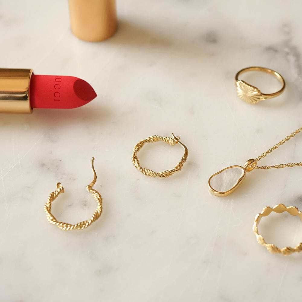 Daisy London Gold Plate Midi Rope Twist Hoop Earrings Additional Image - 2