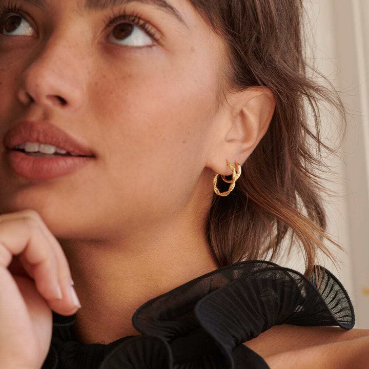 Daisy London Gold Plate Midi Rope Twist Hoop Earrings Additional Image - 3